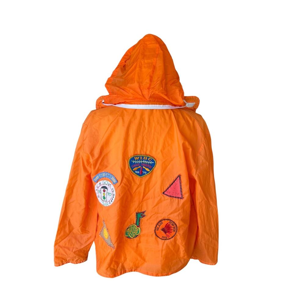 70s Vintage Girl Scouts Patches Water Repellent Nylon Hooded Jacket Adult Medium
